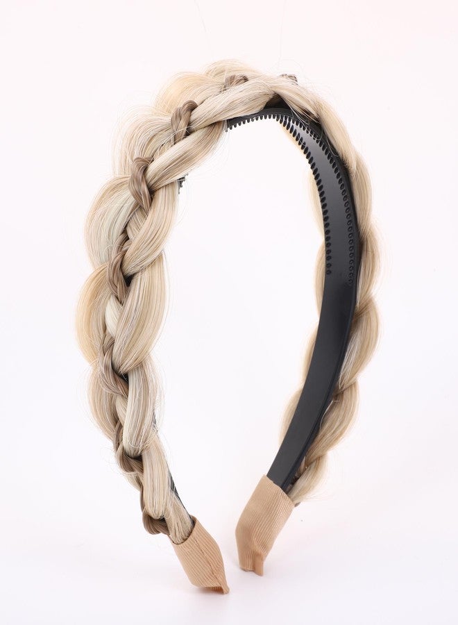 TOECWEGR Braided Headbands for Women Wide Messy With Teeth Synthetic Stretchy Hair Braid Headpiece Thick Woven Hair Band for Girls headband (Wide Dark Red Champagne Gold, Free) - Image 4